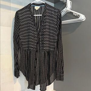Maeve Black and White Patterned Blouse